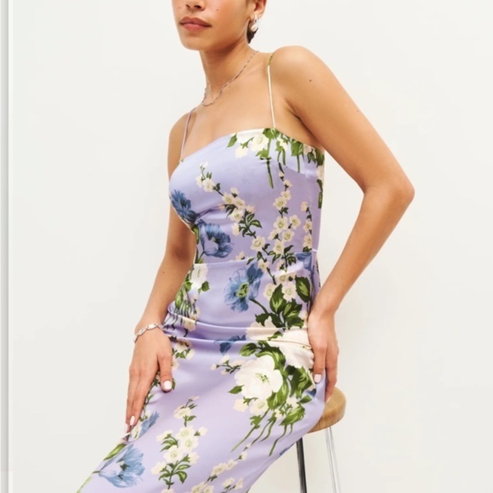 Reformation Frankie Silk Dress Garden Soiree - Picture 5 of 10